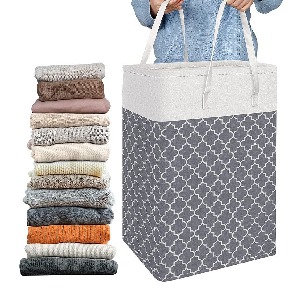 75L Collapsible Laundry Basket Foldable Laundry Hamper Clothes Hamper Grey