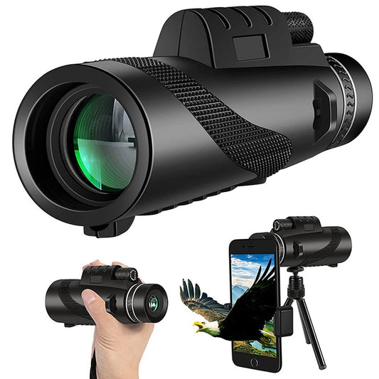 1 Set of 10-12X Magnification HD Monocular Telescope with Smartphone Clip and Tripod for Travel Hiking Scenery