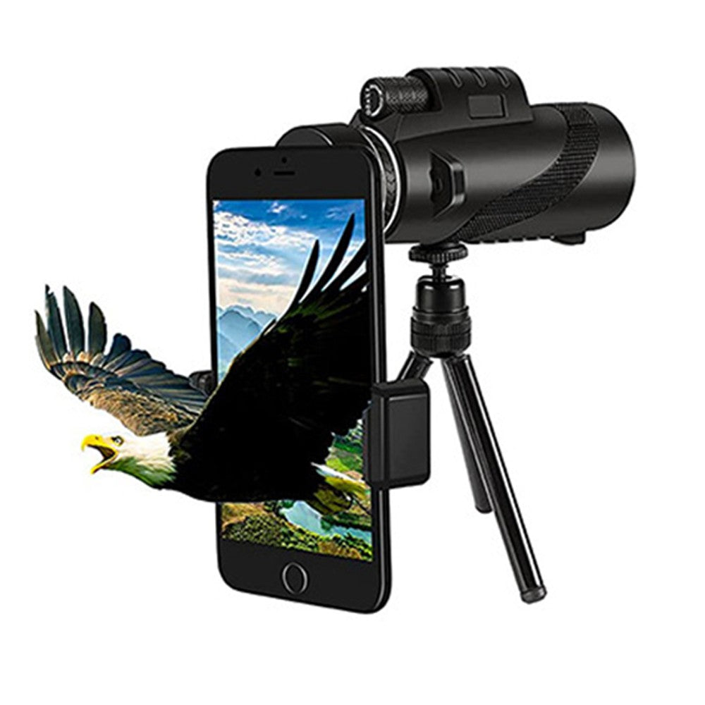 1 Set of 10-12X Magnification HD Monocular Telescope with Smartphone Clip and Tripod for Travel Hiking Scenery