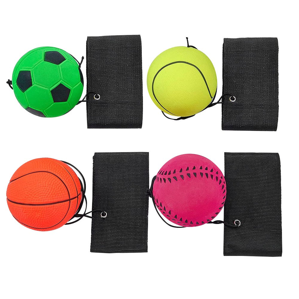 4 X Rebound Ball Return Rubber Ball Sport Training Ball Wristband Balls Toys with Wrist Strap