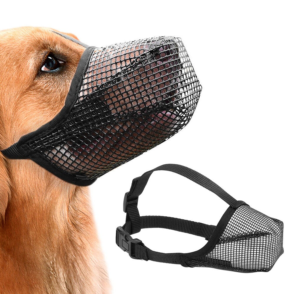 Pet Dog Muzzle Adjustable Mesh Covered Muzzles Breathable Pet Muzzle L Size