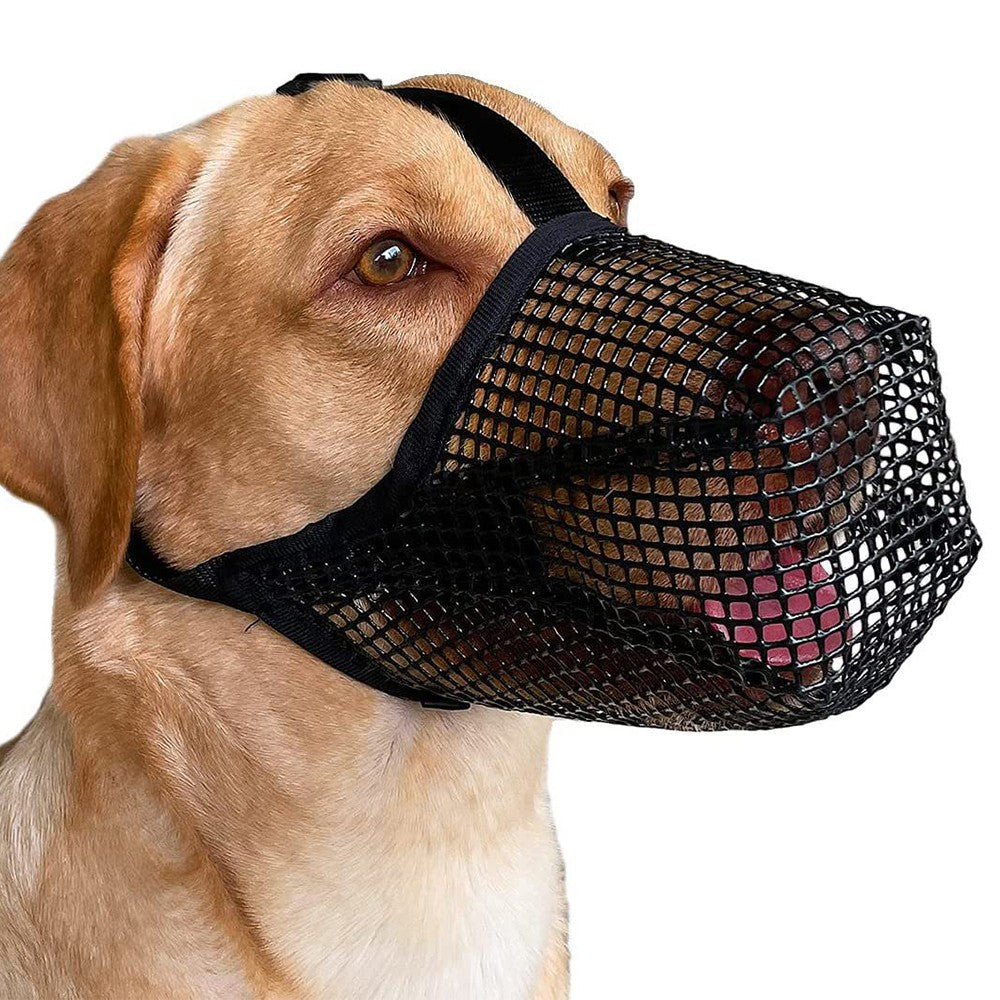 Pet Dog Muzzle Adjustable Mesh Covered Muzzles Breathable Pet Muzzle L Size