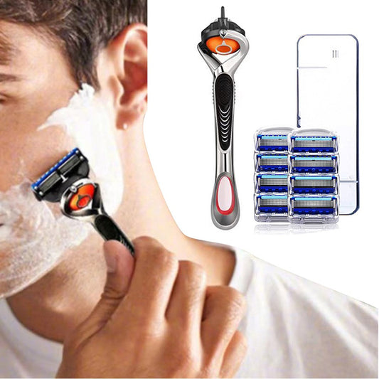 Non Brand Mens Razor with 8Pcs 5-Layer Refills Razor Blade Set Beard Shaving Razor Trimmer