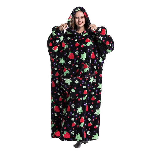 XL Unisex Hooded Blanket Wearable Blanket Oversized Hoodie Blanket Black