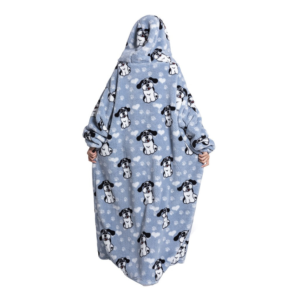 XL Unisex Hooded Blanket Wearable Blanket Oversized Hoodie Blanket Blue