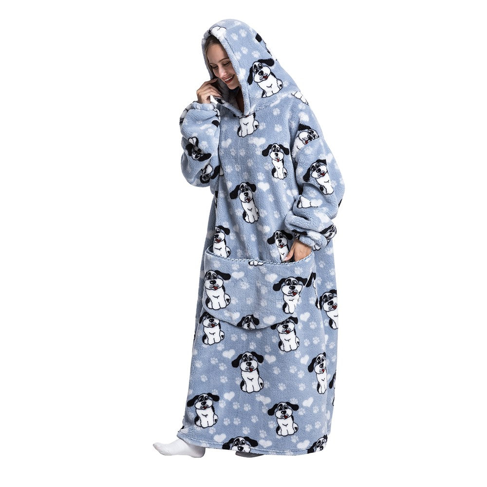 XL Unisex Hooded Blanket Wearable Blanket Oversized Hoodie Blanket Blue