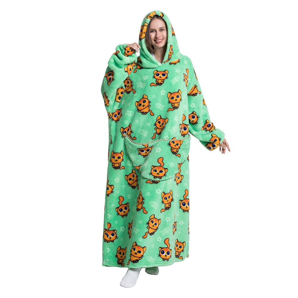 XL Unisex Hooded Blanket Wearable Blanket Oversized Hoodie Blanket Green