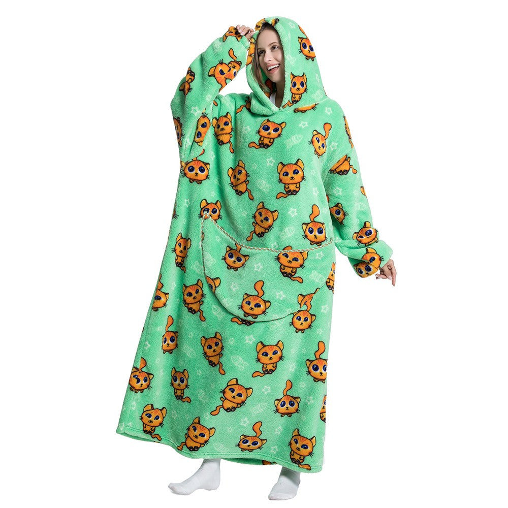 XL Unisex Hooded Blanket Wearable Blanket Oversized Hoodie Blanket Green