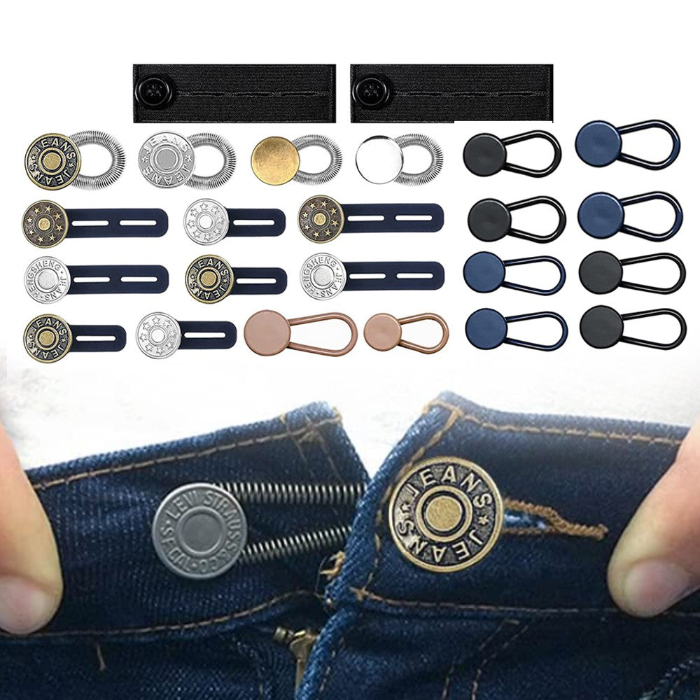 24Pcs Jeans Extender Button Elastic Waistband Extender Buckle Invisible Collar Extenders