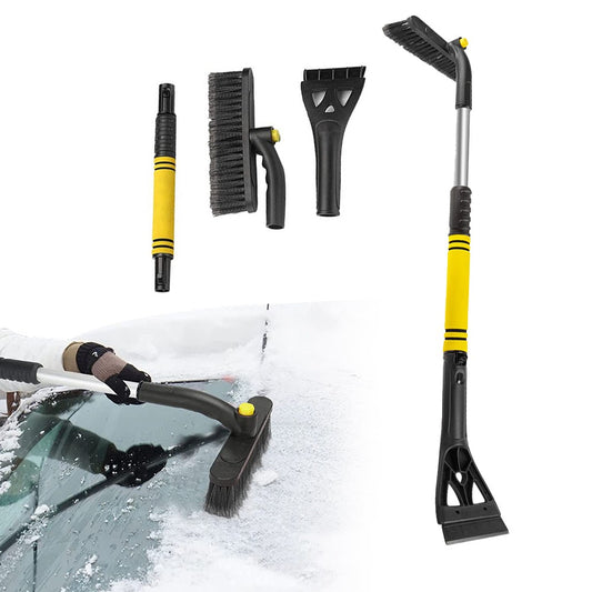 2-in-1 Extendable Ice Scraper and Snow Brush for Car Windshield Yellow