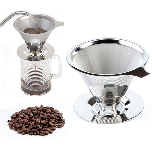 12cm Pour Over Coffee Dripper Stainless Steel Drip Cone Coffee Filter Reusable Coffee Strainer Coffee Maker