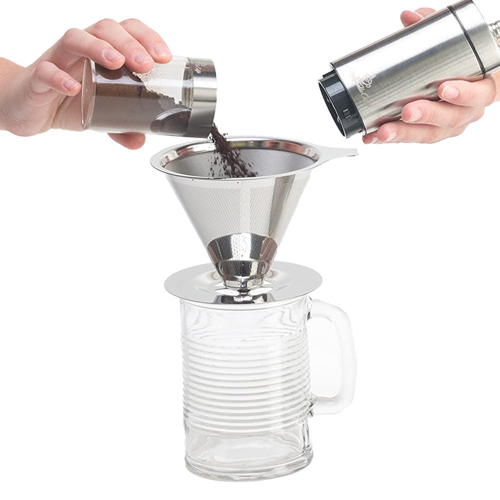 12cm Pour Over Coffee Dripper Stainless Steel Drip Cone Coffee Filter Reusable Coffee Strainer Coffee Maker