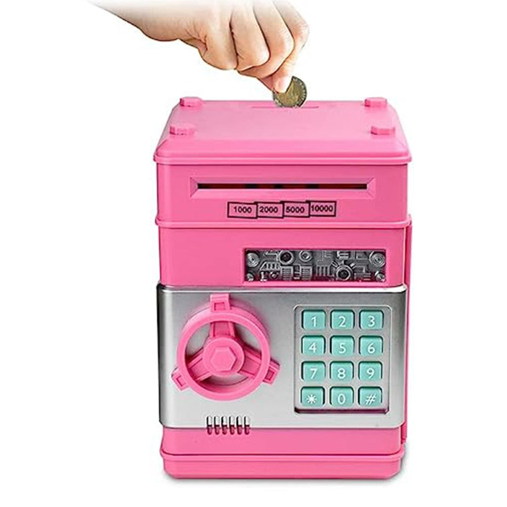 Kids Piggy Bank Electronic ATM Password Money Saving Box Cash Coin Can Pink