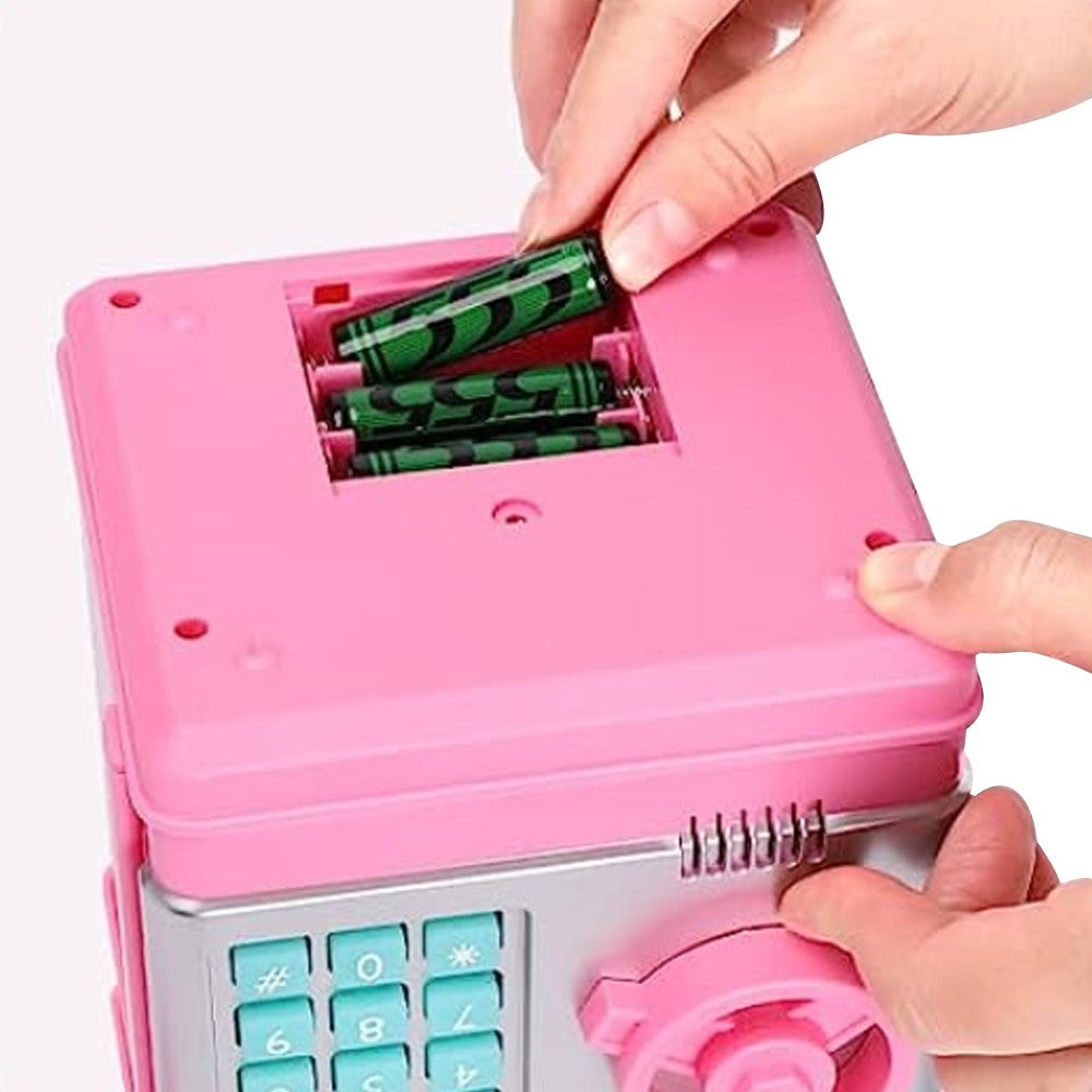 Kids Piggy Bank Electronic ATM Password Money Saving Box Cash Coin Can Pink