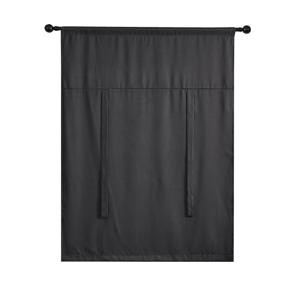 1 Panel Tie Up Curtain Blackout Insulated Window Curtain with Rod Pocket Black