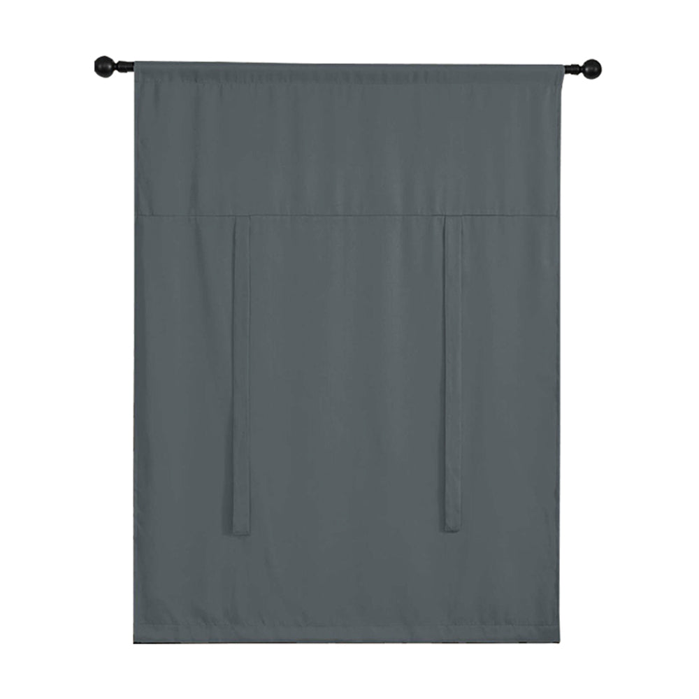 1 Panel Tie Up Curtain Blackout Insulated Window Curtain with Rod Pocket Dark Grey