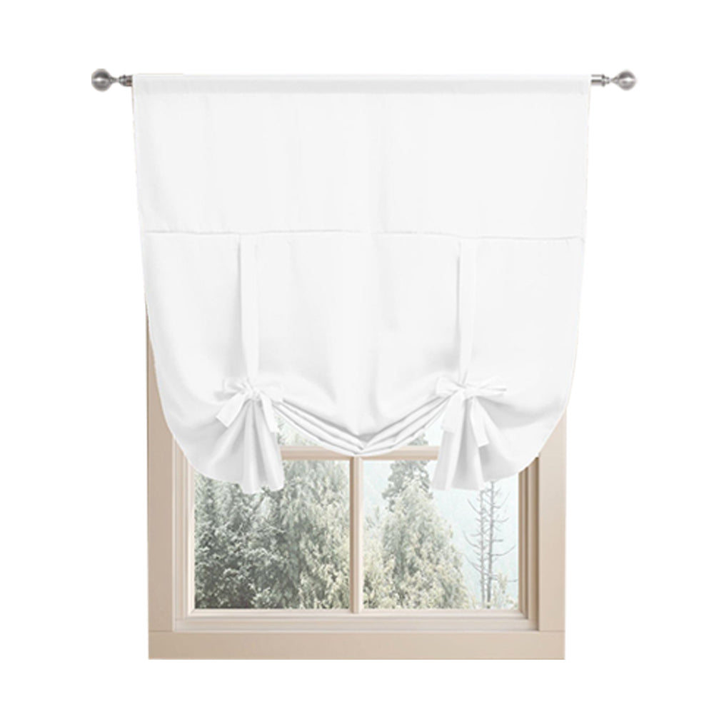 1 Panel Tie Up Curtain Blackout Insulated Window Curtain with Rod Pocket White