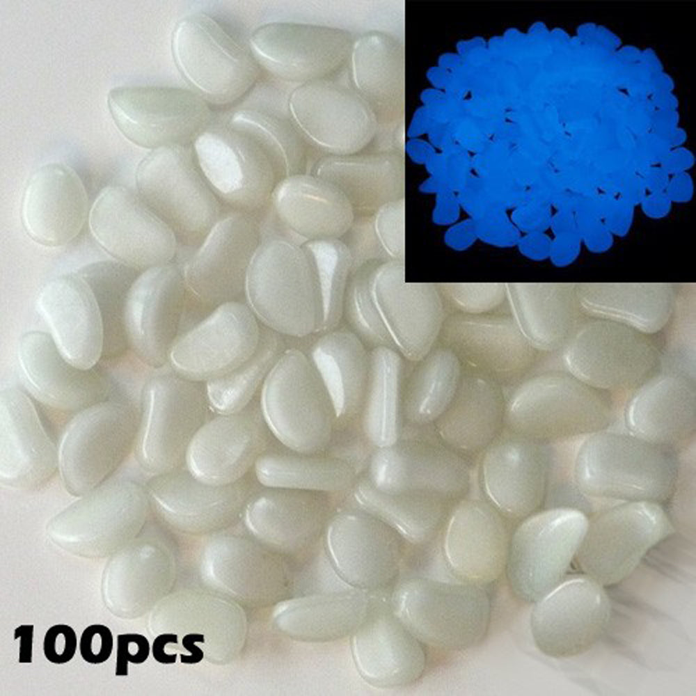 100Pcs Glow-in-the-Dark Pebbles White 3