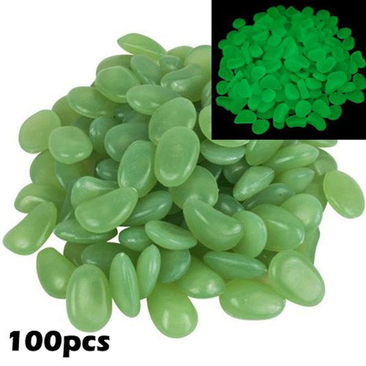 100Pcs Glow-in-the-Dark Pebbles Green 4