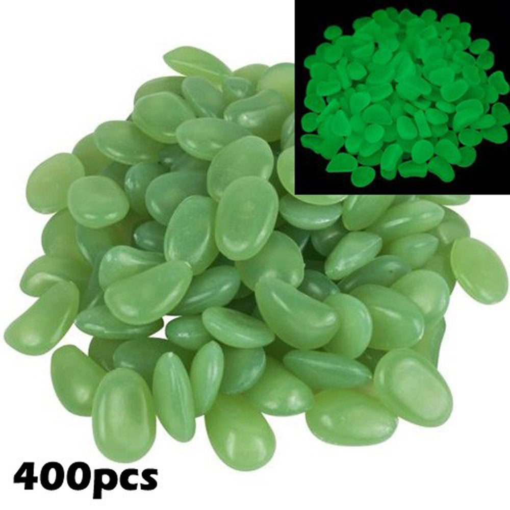 400Pcs Glow-in-the-Dark Pebbles Green 4