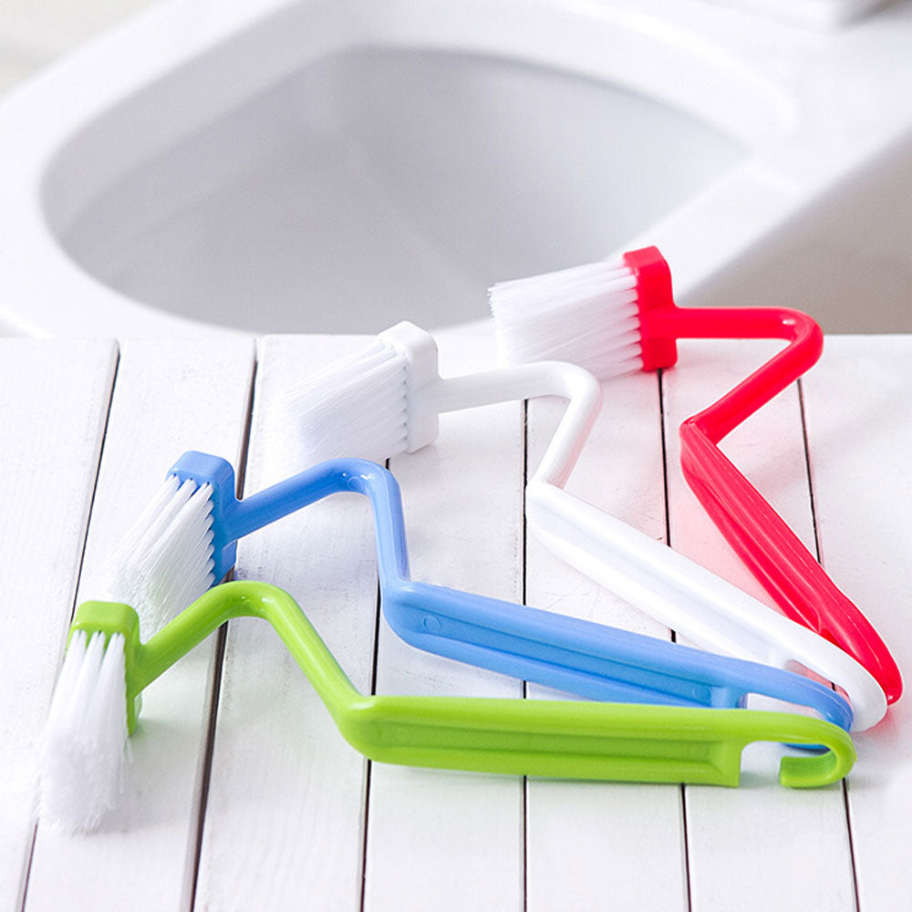 4 PCS Mini Crooked Powerful Cleaning Brushes for Toilet Random Colour