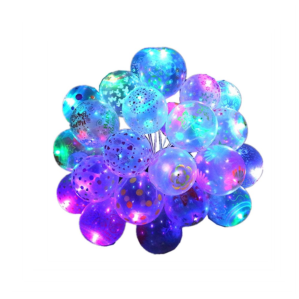 100 X LED Luminous Transparent Balloons For Christmas Birthday Outdoor Decoration