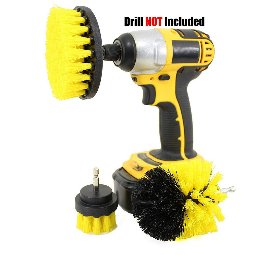 3PCS Universal Drill Power Heavy Duty Brush Cleaning Set Yellow