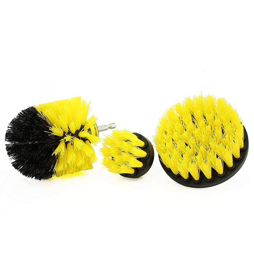 3PCS Universal Drill Power Heavy Duty Brush Cleaning Set Yellow