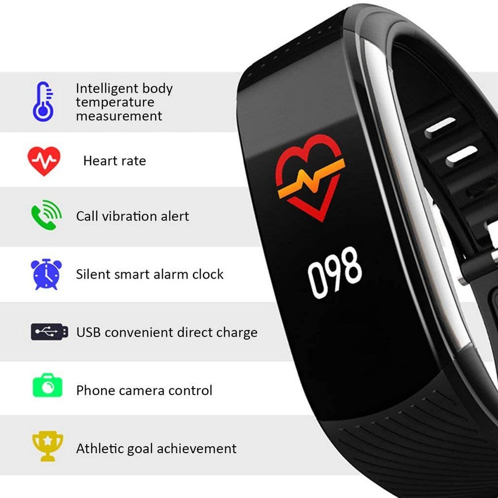 C6T Smart Watch Sports Bracelet Body Temperature Heart Rate Blood Oxygen Blood Pressure Monitor Red