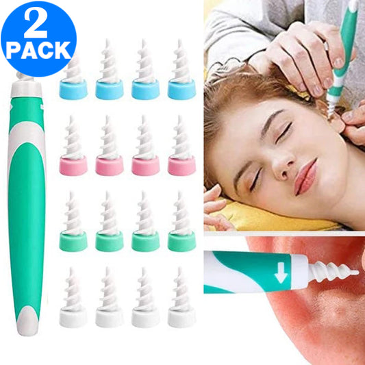 2 X Spiral Ear Wax Remover Tools with 32PCS Disposable Tips Sets