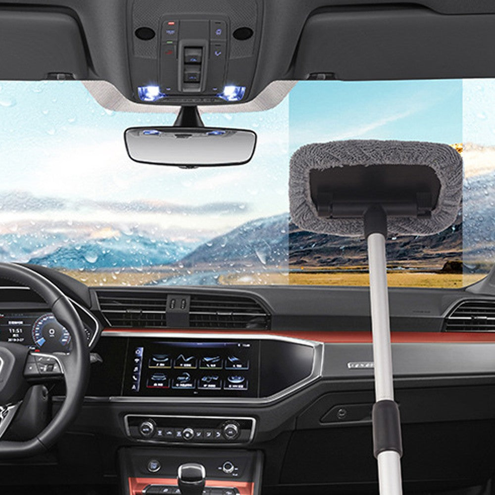 2 X Car Windshield Glass Cleaning Tools Car Window Wiper Cleaning Cloth with Extendable Handle