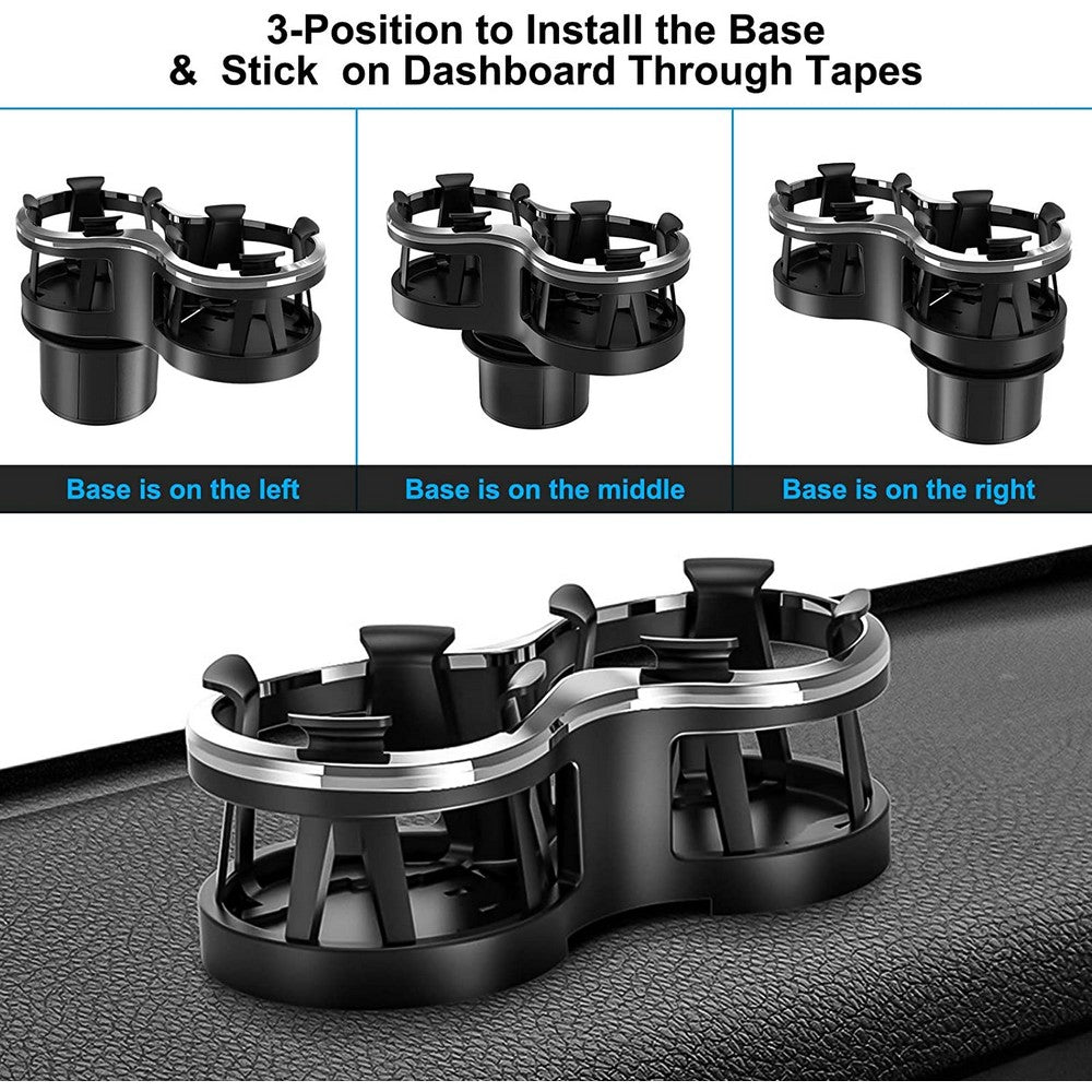 2 X 2 In 1 Movable Bracket Car Cup Holder Expanders Vehicle Drink Holders Water Bottle Stands