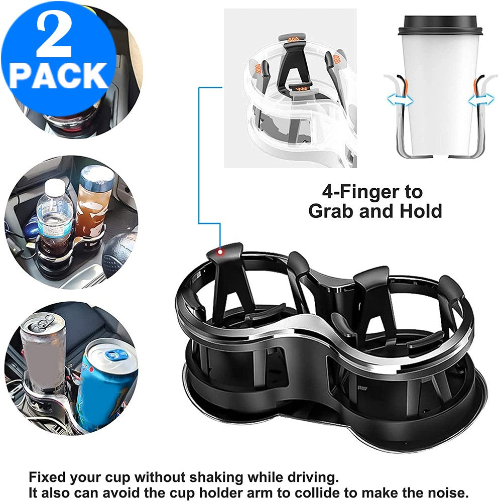 2 X 2 In 1 Movable Bracket Car Cup Holder Expanders Vehicle Drink Holders Water Bottle Stands