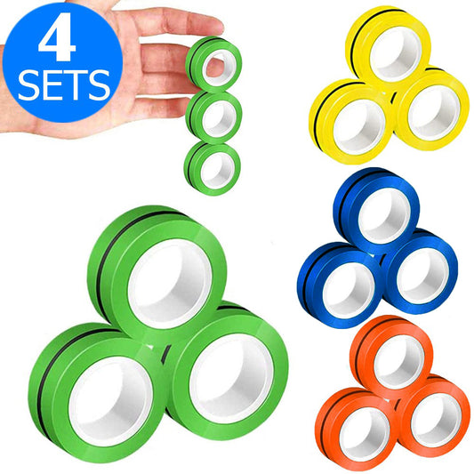 12PCS Magnetic Rings Finger Game Toy Unzip Toy for Adults Blue Yellow Green Orange