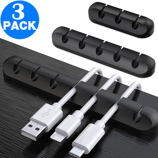 3 Pack Multi Slots Self Adhesive Silicone Cable Holder Cord Clip Cable Management Solution Wire Organizer Same Size