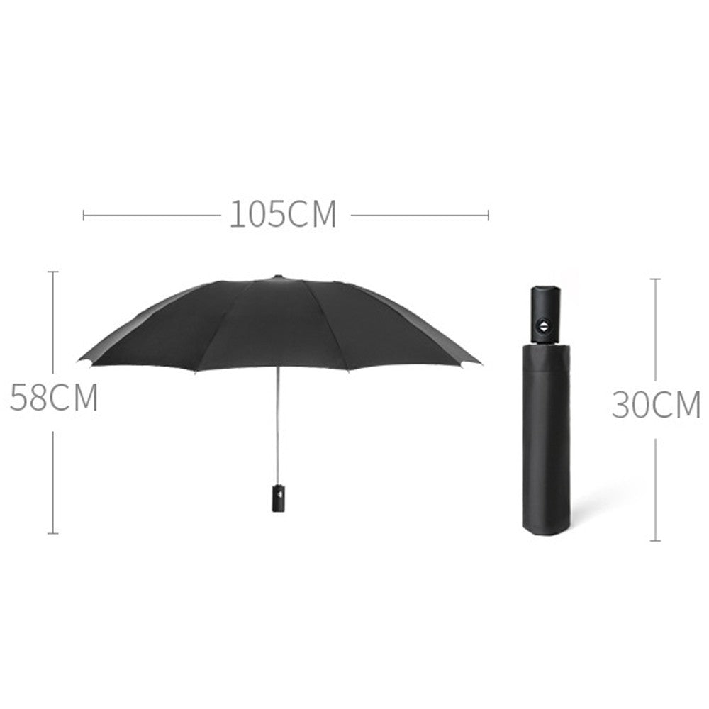 Rainproof Windproof Travel Compact Folding Automatic Umbrella with Flashlight and Reflective Strip Design