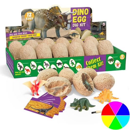 12 Dinosaur Egg Dig Kit Animal Model Toys Educational Christmas Gift