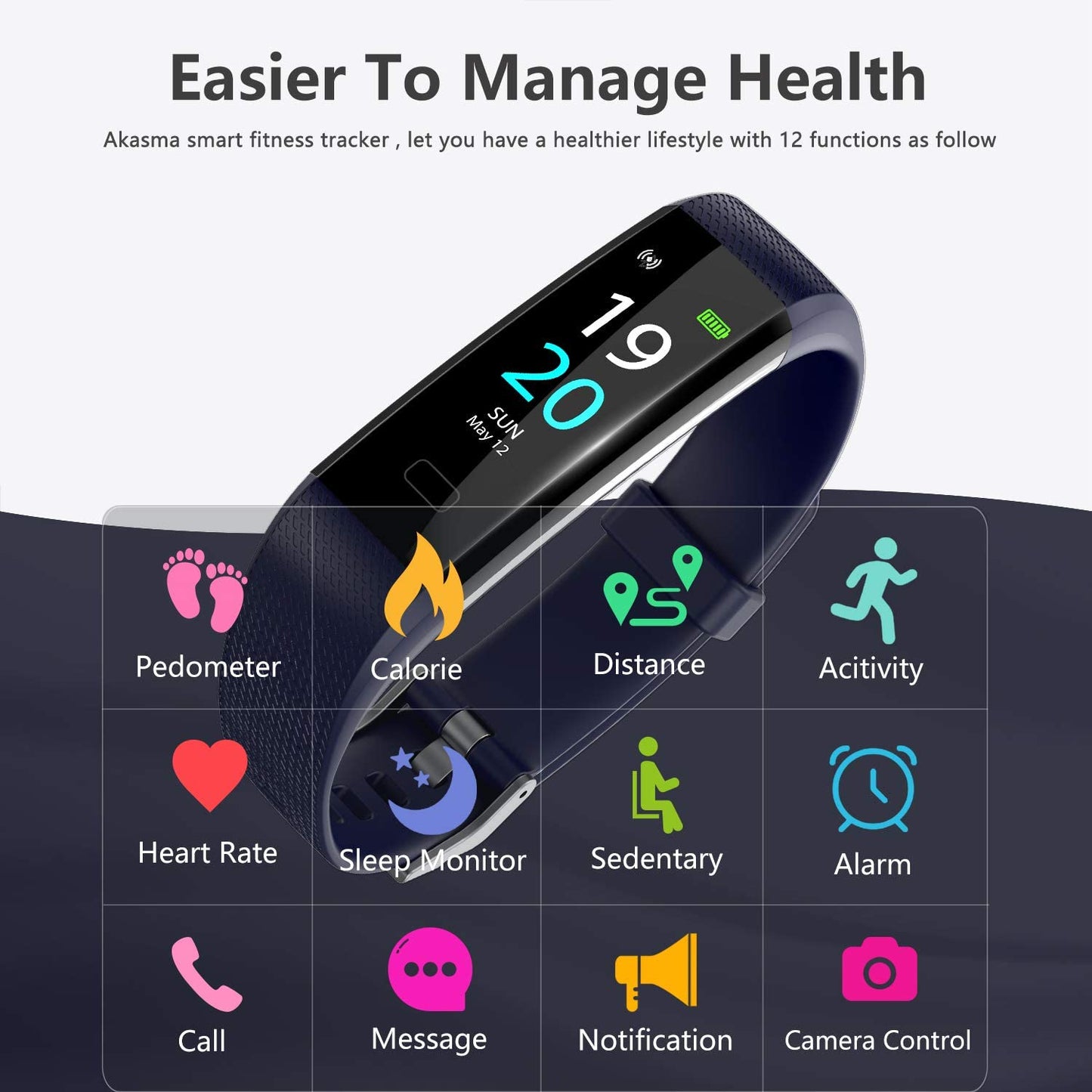 S5 Activity Tracker Smart Watch IP68 Waterproof Fitness Tracker with Heart Rate Monitor Sleep Monitor Step Counter