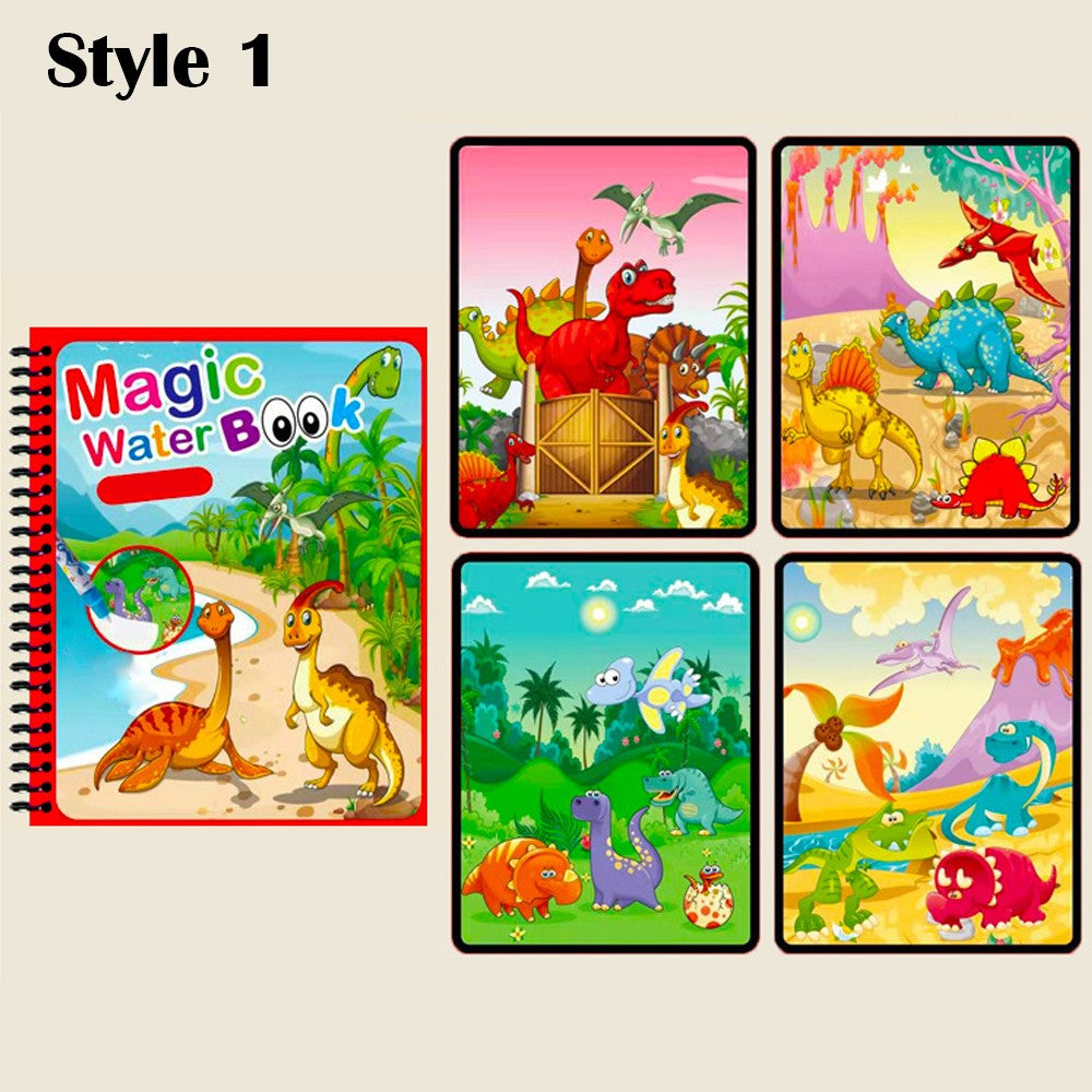 4 Pack Reusable Magic Water Coloring Book with Drawing Pen Painting Book