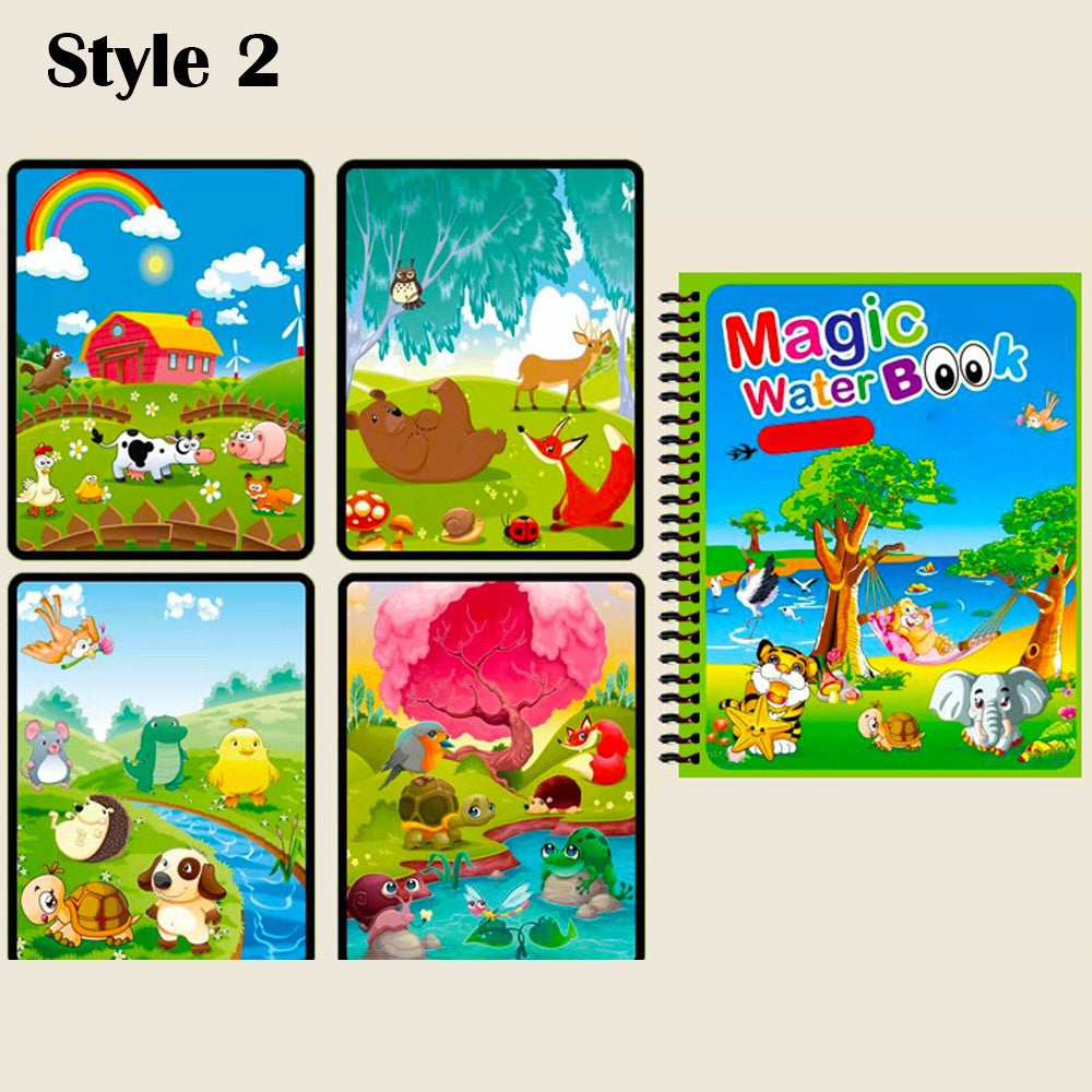 4 Pack Reusable Magic Water Coloring Book with Drawing Pen Painting Book