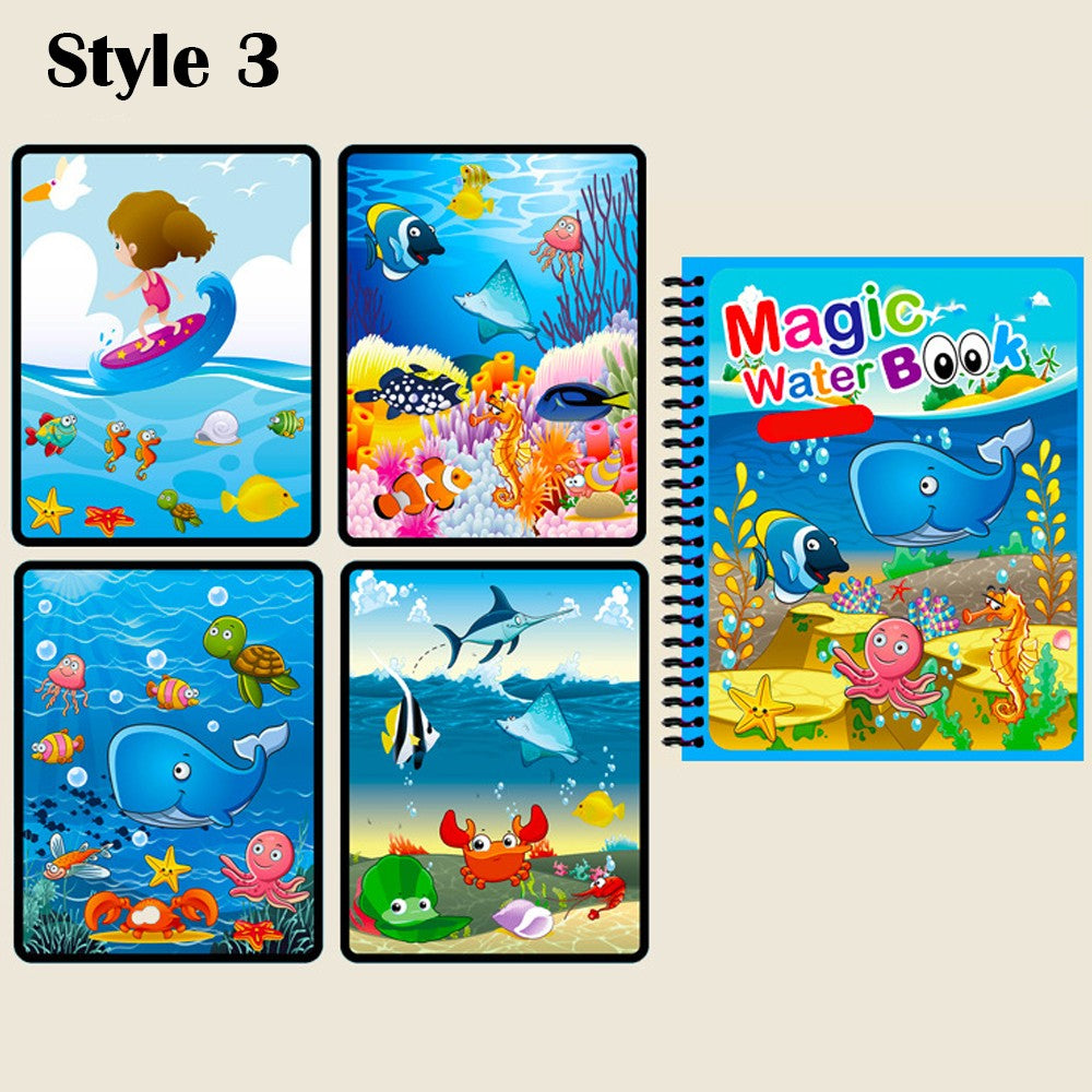 4 Pack Reusable Magic Water Coloring Book with Drawing Pen Painting Book