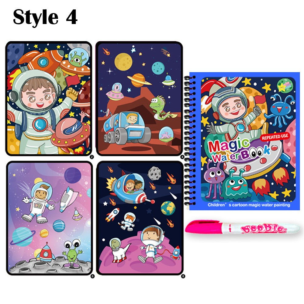 4 Pack Reusable Magic Water Coloring Book with Drawing Pen Painting Book