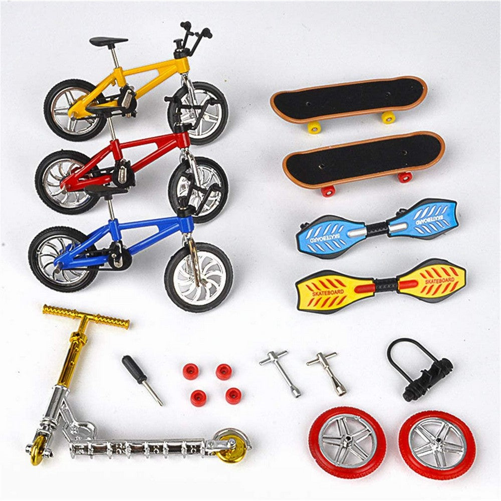 18PCS Mini Roller Finger Bike Scooter Kids Toys Set