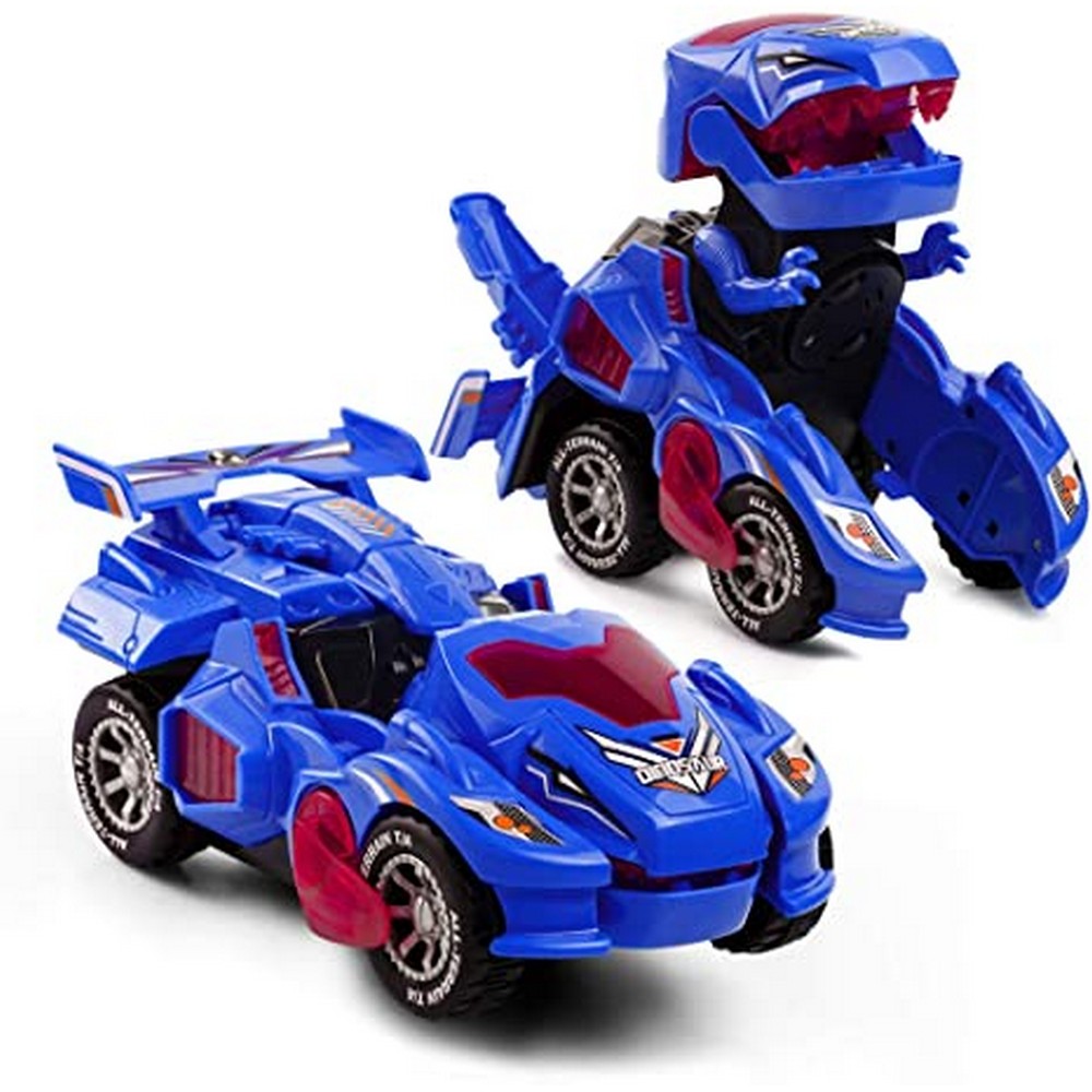 Transforming Dinosaur Car Robot Vehicle Toys for Kids with Light Sound Blue