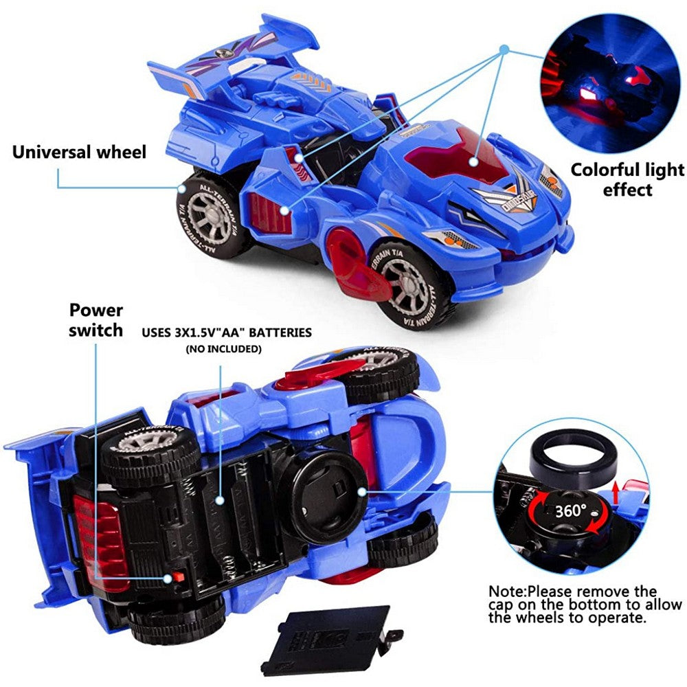 Transforming Dinosaur Car Robot Vehicle Toys for Kids with Light Sound Blue