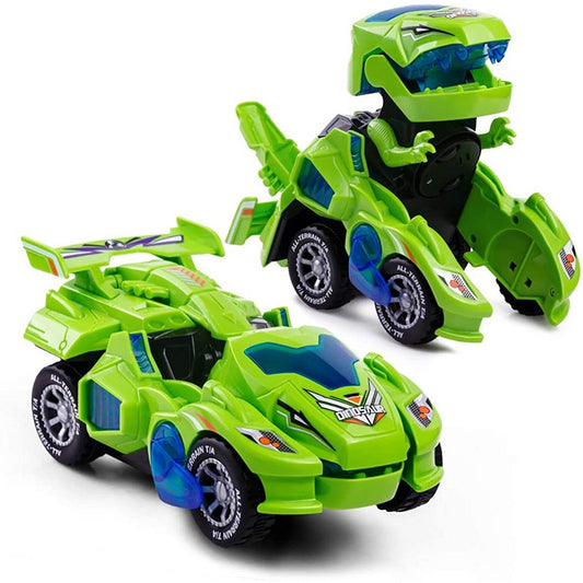 Transforming Dinosaur Car Robot Vehicle Toys for Kids with Light Sound Green