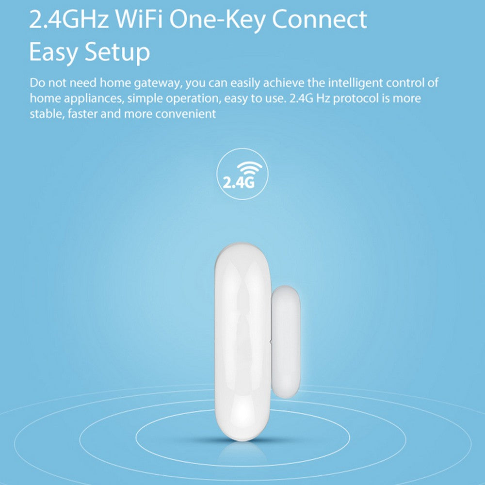 2.4G Hz Smart WiFi Contact Open and Close Door Window Sensor Supports Intelligent Voice Control such as Alexa Google Assistant