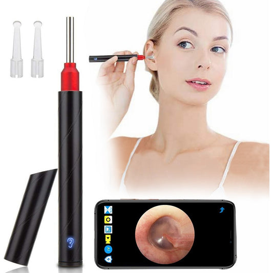 6LEDs Wireless Otoscope Ear Wax Remover WiFi Earwax Removal Tool with 3.5mm Visual Camera and Blue Ray Light