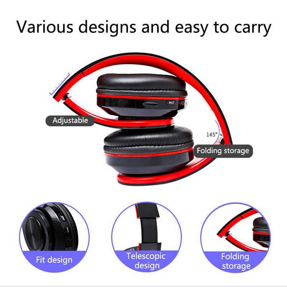 B39 LED Light Up Foldable Headset Bluetooth 5.0 Stereo Headphones Built in Microphone