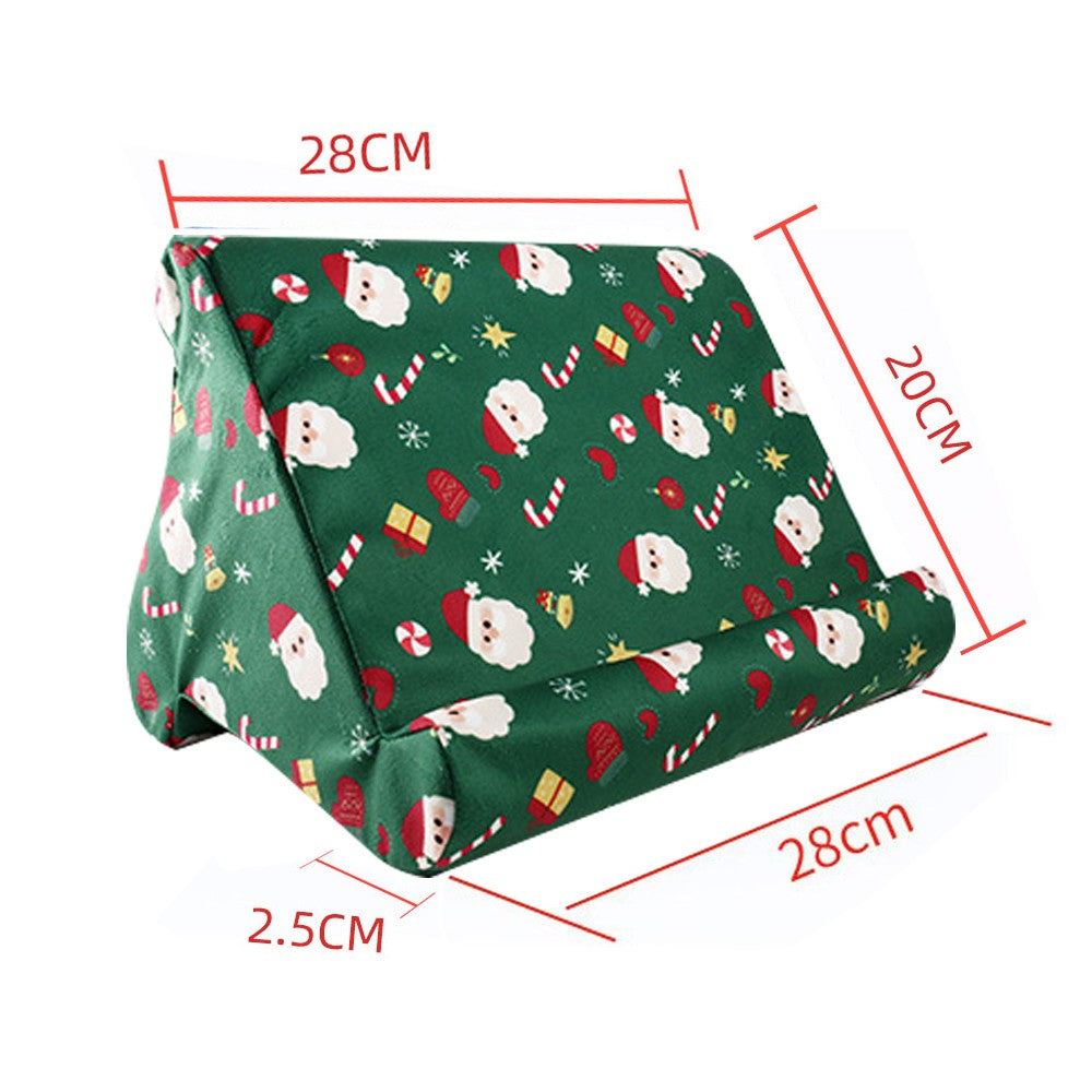 Christmas Printed Multi Angle Soft Pillow Mobile Phone Holder for iPad Tablet Stand with Mesh Bag and Handle